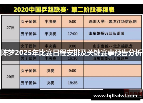 陈梦2025年比赛日程安排及关键赛事预告分析